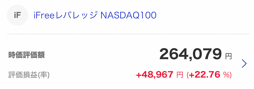 iFreeレバレッジ NASDAQ100」5ヶ月目の評価損益と評価損益率